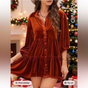 Velvet Button-Down Dress